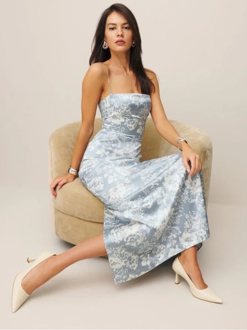 Reformation Frankie Dress, Blue Porcelain